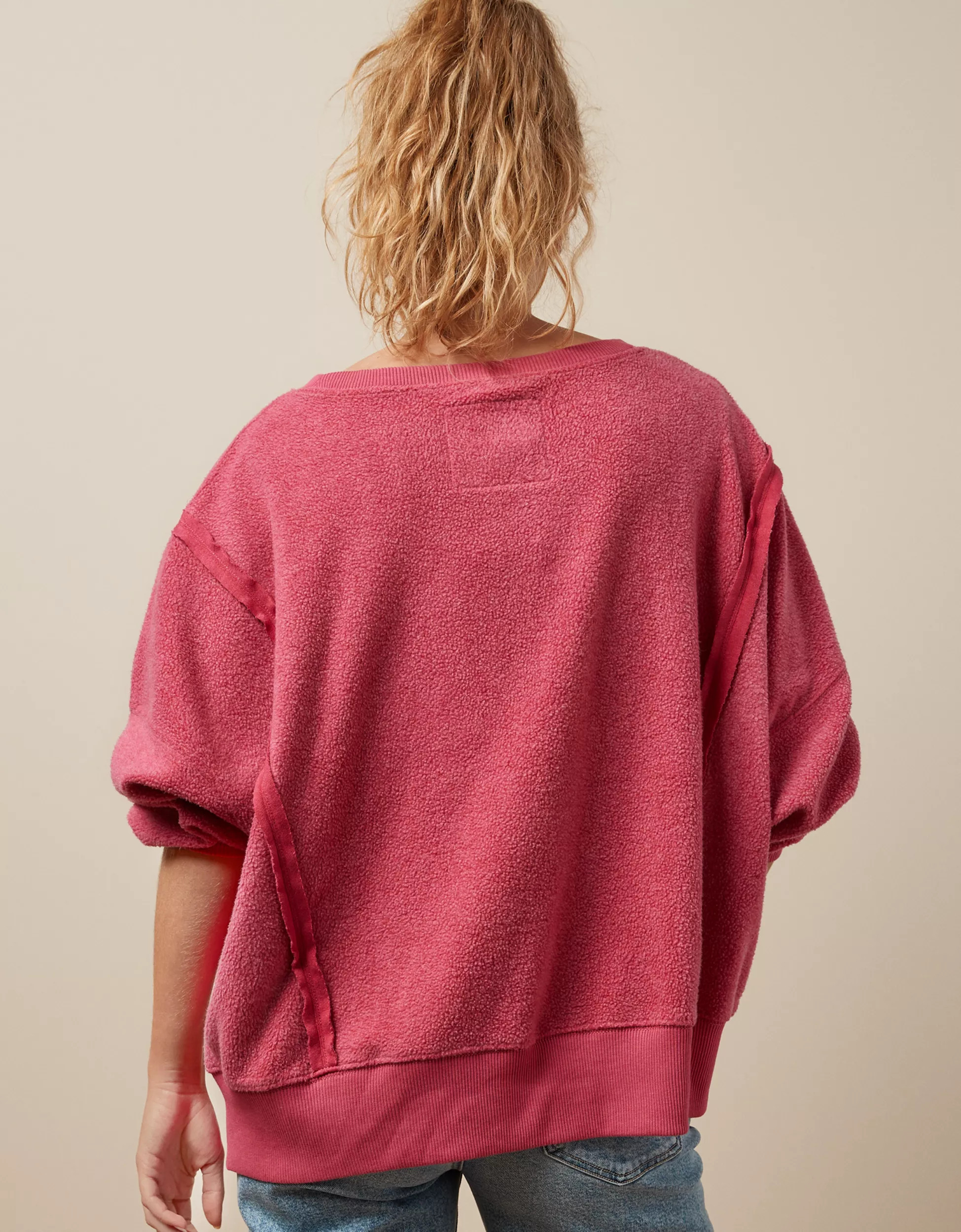 AE Oversized Big Hug Reverse Fleece Sweatshirt | American Eagle Outfitters (US & CA)