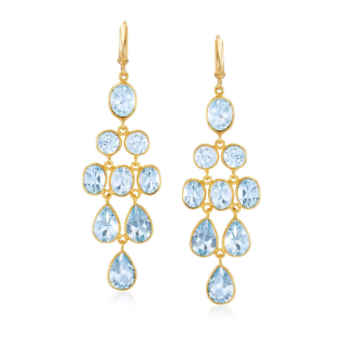 33.50 ct. t.w. Sky Blue Topaz Chandelier Earrings in 18kt Gold Over Sterling | Ross-Simons