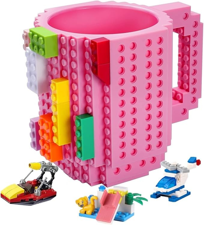 POXIWIN Build-on Brick Coffee Mug,Creative DIY Building Blocks Cup with 3 Packs of Blocks randoml... | Amazon (US)