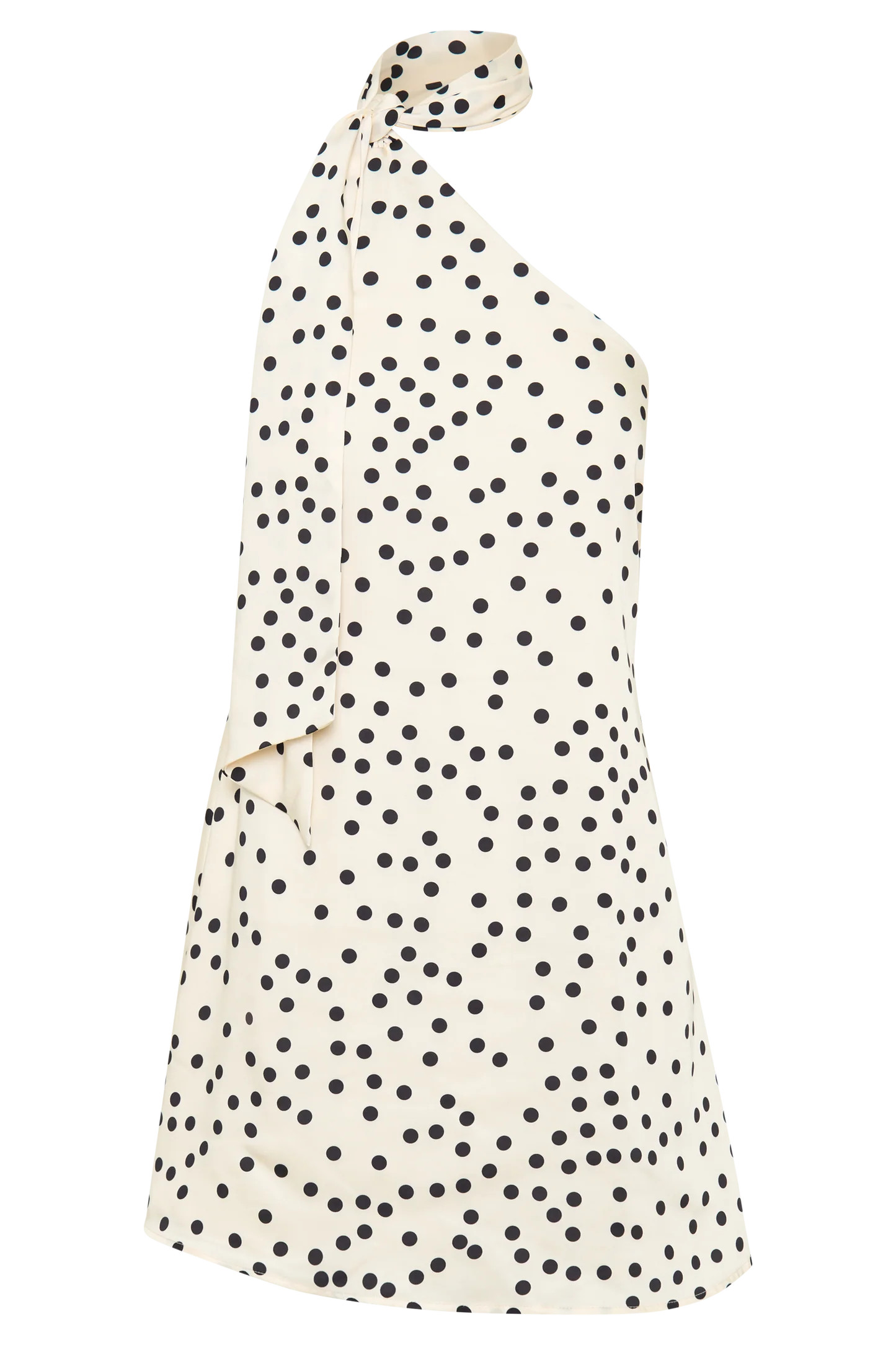 Joan Satin Asymmetrical Mini Dress - Polkadot | MESHKI US