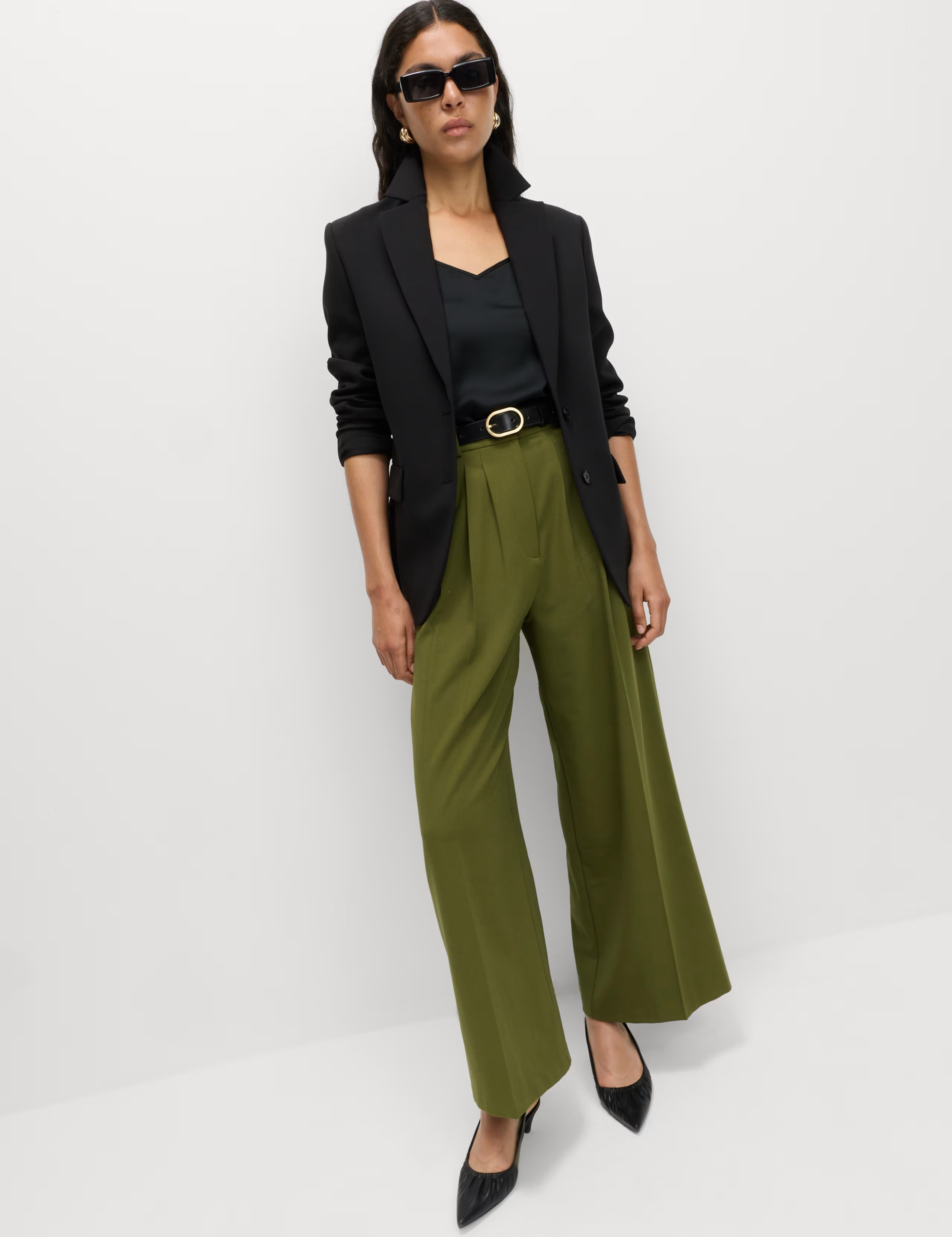 Triple Pleat Wide Leg Trousers | Marks & Spencer (UK)