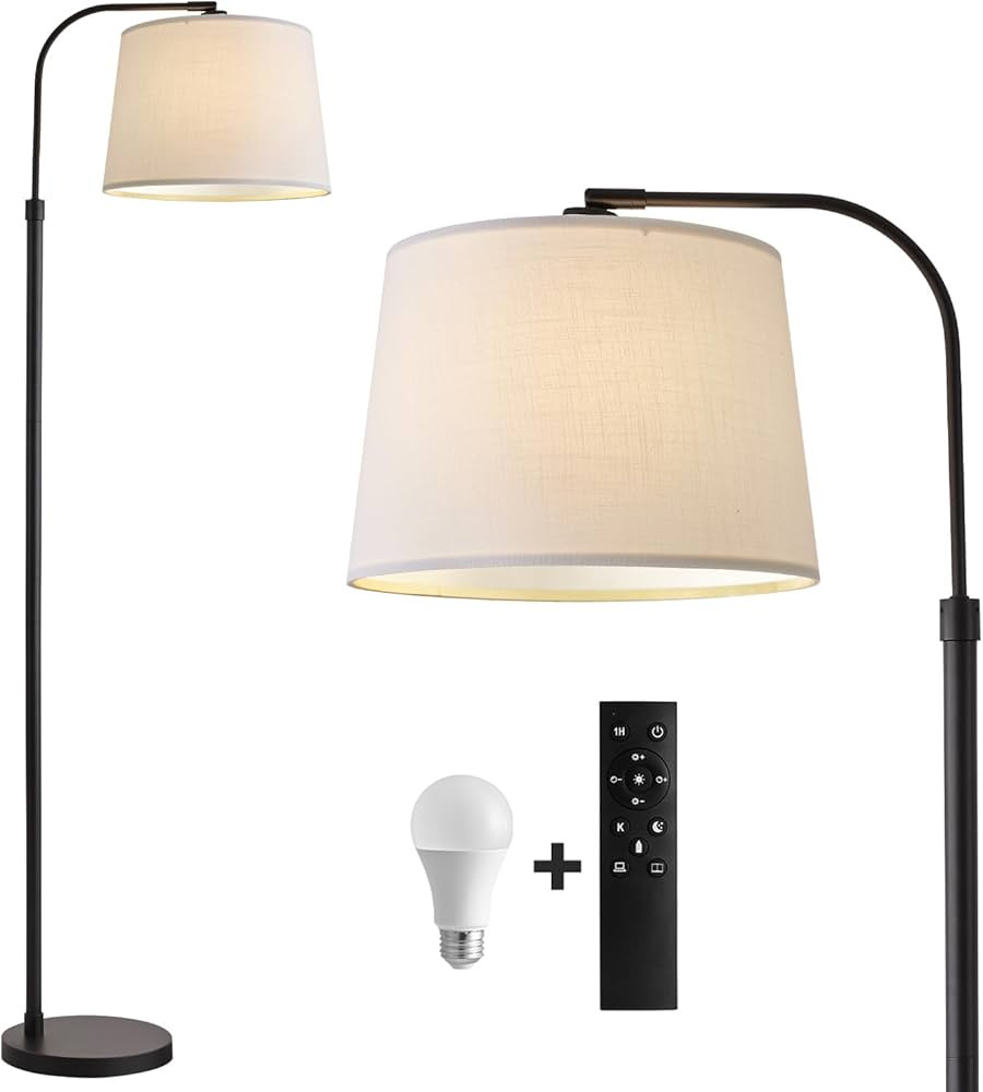 Oneach 62" Black Floor Lamp for Living Room Tall Arc Standing Lamps with Remote for Bedroom Indus... | Amazon (US)