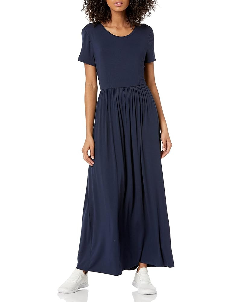 Amazon Essentials Women's Short-Sleeve Waisted Maxi Dress (Available in Plus Size) | Amazon (US)