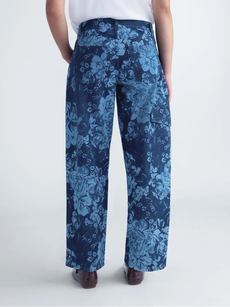 Free Assembly Women's and Women's Plus Print Barrel Jeans, 30" Inseam, Sizes 0-28W | Walmart (US)