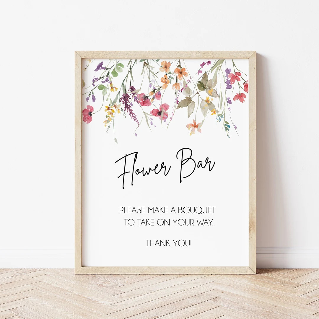 Wildflower Flower Bar Sign, Bridal Shower, Bouquet Bar Sign, Make a Bouquet Sign, Flower Bar Sign... | Etsy (US)