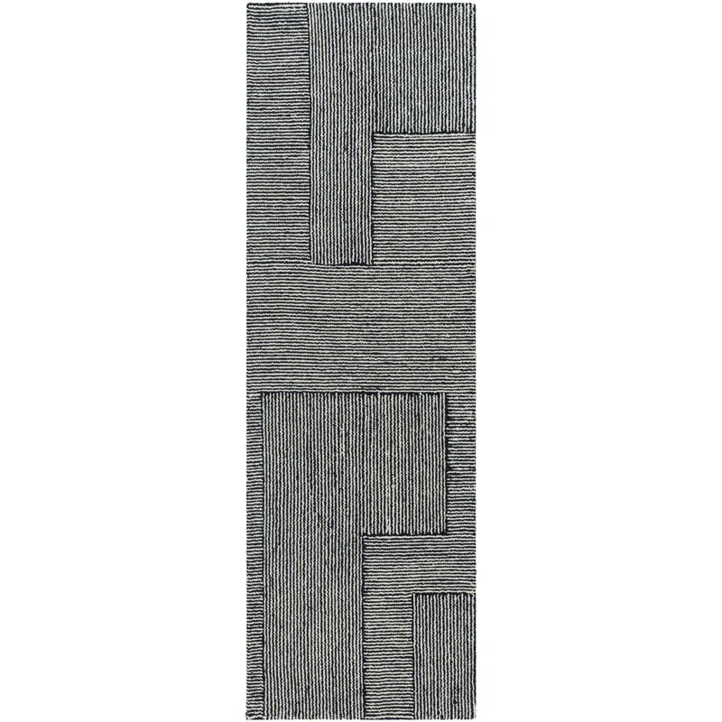 Peeta Geometric Hand-Tufted Wool Black/Ivory Area Rug | Wayfair North America