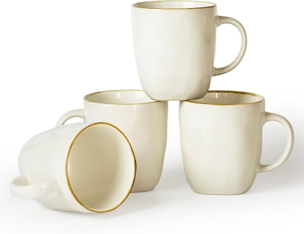 famiware Coffee Mugs Set of 4, Ocean Square 13oz Coffee Cup Set with Handle for Cocoa, Milk, Hot ... | Amazon (US)