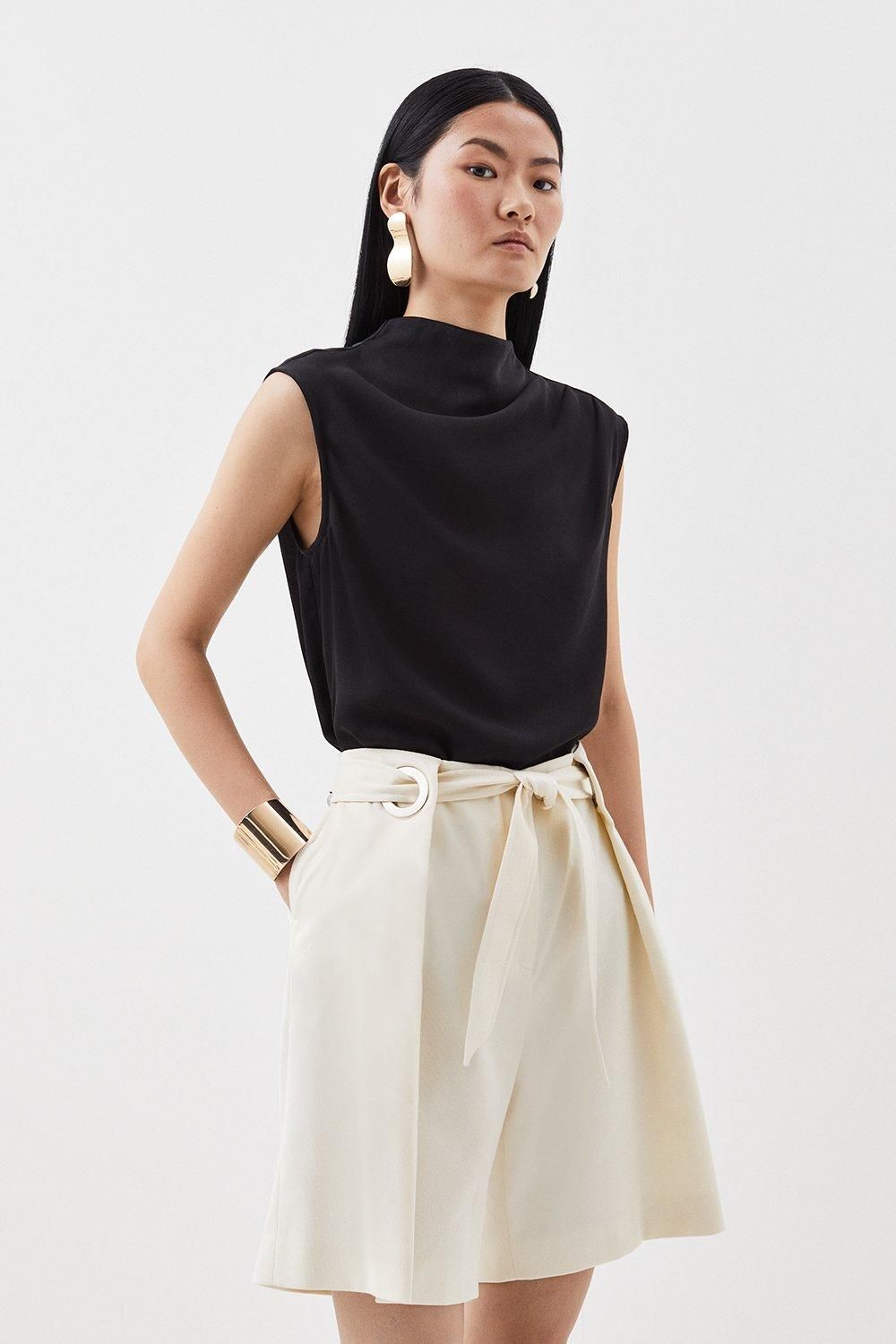 Relaxed Tailored Belted Tailored Shorts | Karen Millen US