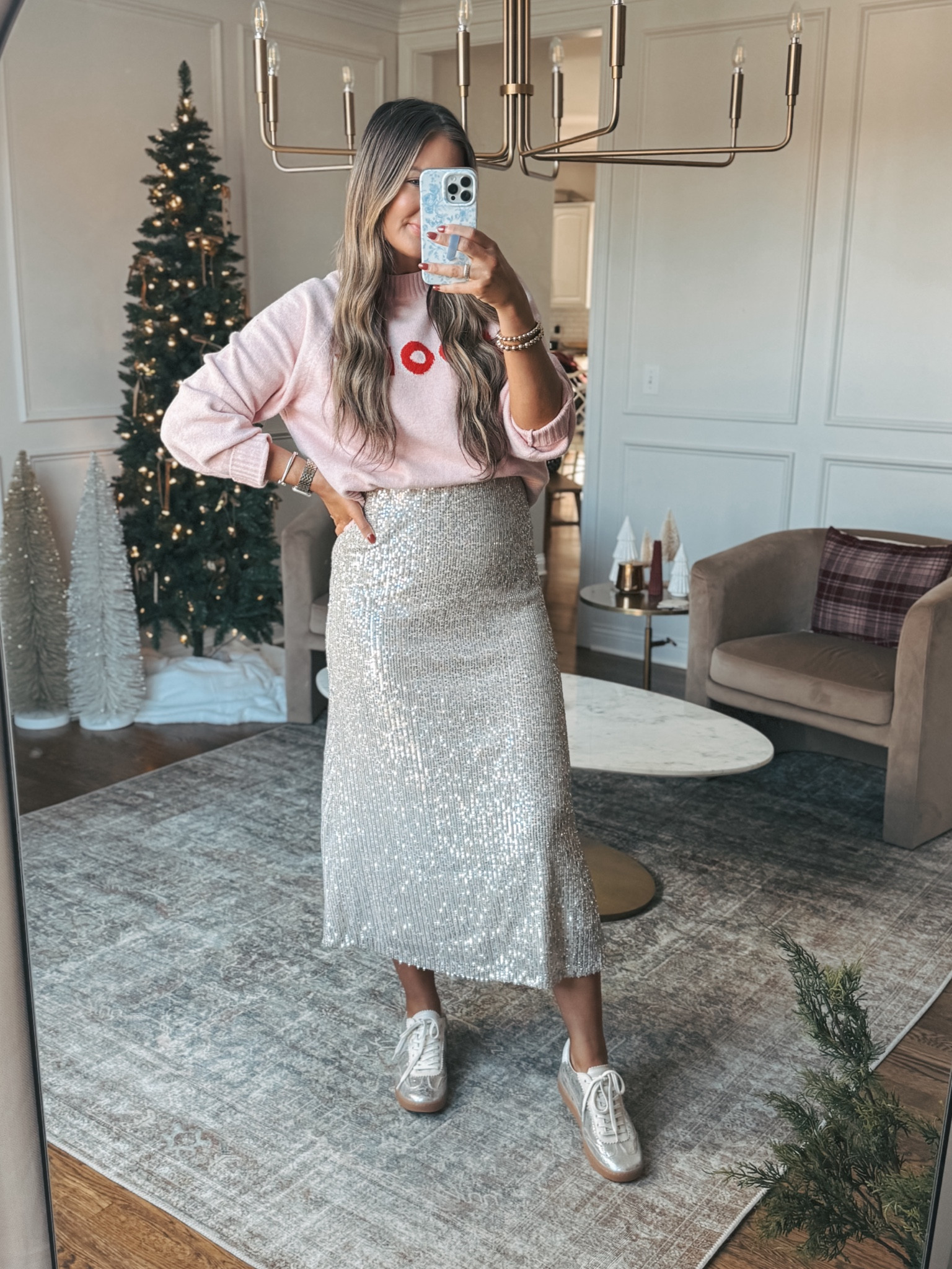 Old navy holiday outfit idea the cutest sequin skirt that is super comfortable with great stretch. Paired with a festive sweater and sneakers! 

Sweater: medium
Skirt: small
Sneakers: true to size 



#LTKHoliday #LTKStyleTip #LTKSaleAlert
