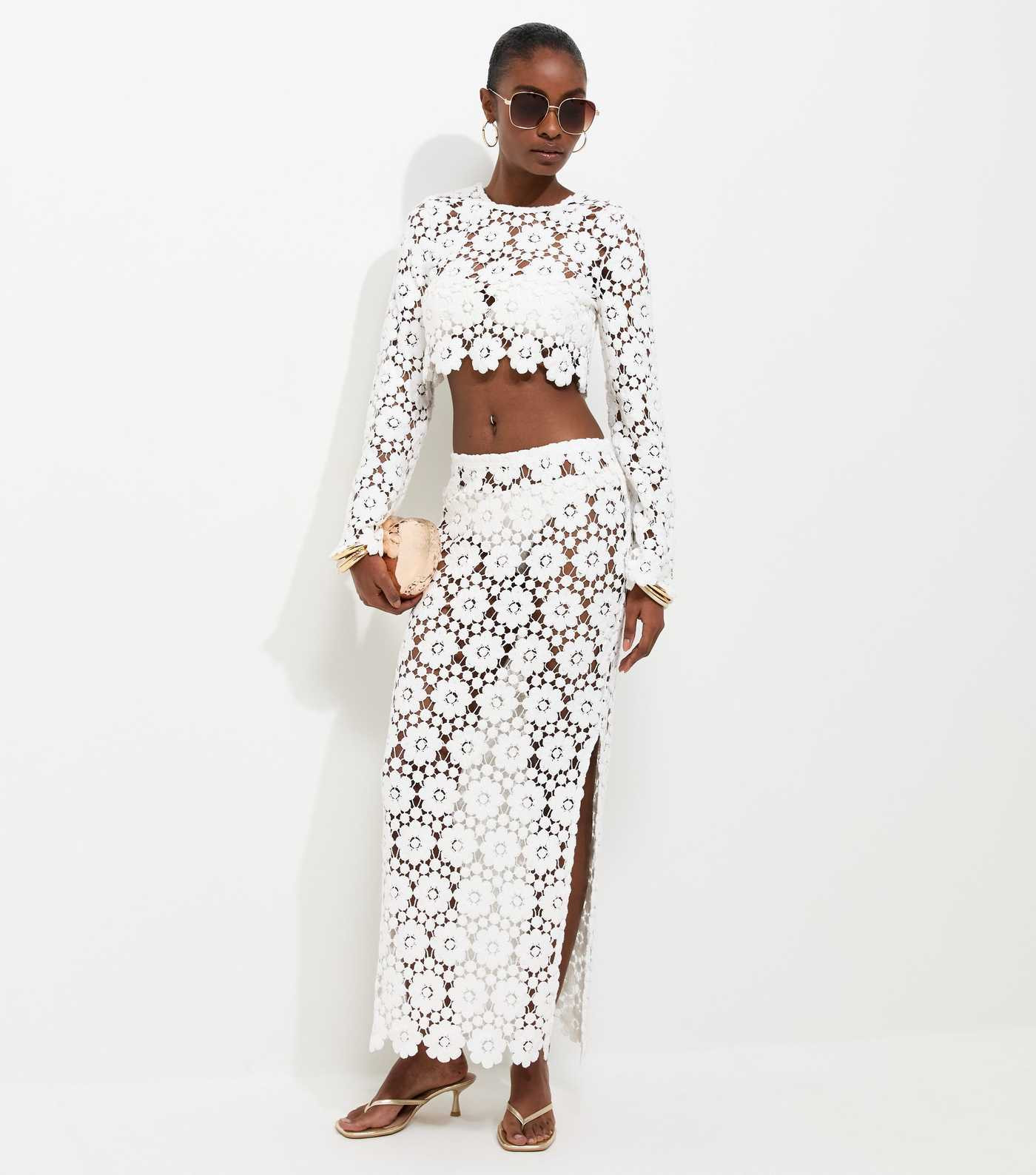 Premium White Floral Crochet Look Skirt | New Look | New Look (UK)