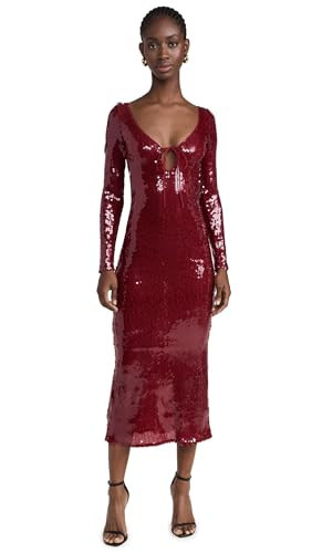 Bardot Women's Verona Sequin Maxi Dress, Burgundy, Red, Metallic, 12 | Amazon (US)
