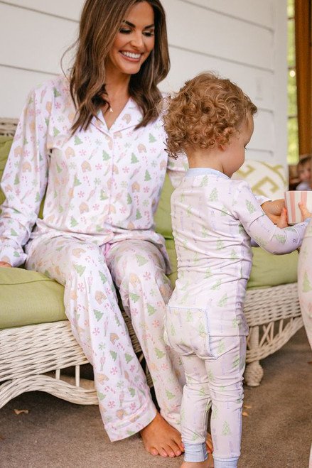 Pink Christmas Tree And Candy Knit Ladies Pajamas | Cecil and Lou