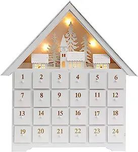 PIONEER-EFFORT Christmas Wooden Advent Calendar House with 24 Drawers, Countdown to Christmas for... | Amazon (US)