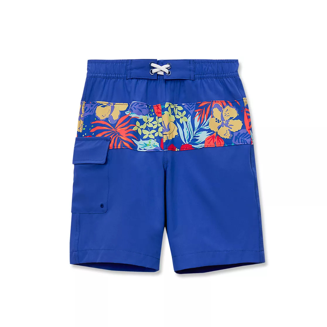 Boys Chlorine Resistant Stretch Print Blocked Hydroliner Board Swim Trunks | Lands' End (US)