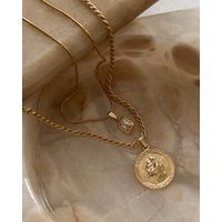 Gold Coin Necklace, Layering 14K Gold Filled Rope Chain Saint Pendant, St Anthony Necklace | Etsy (US)