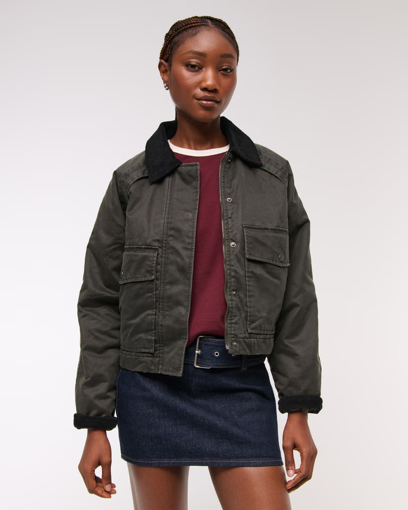 Short Waxed Chore Jacket | Abercrombie & Fitch (US)
