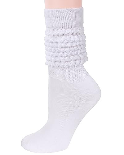 JOCMIC Slouch Socks for Women, Extra Long Women Scrunch Socks, White Stacked Socks Size 6-11 White | Amazon (US)