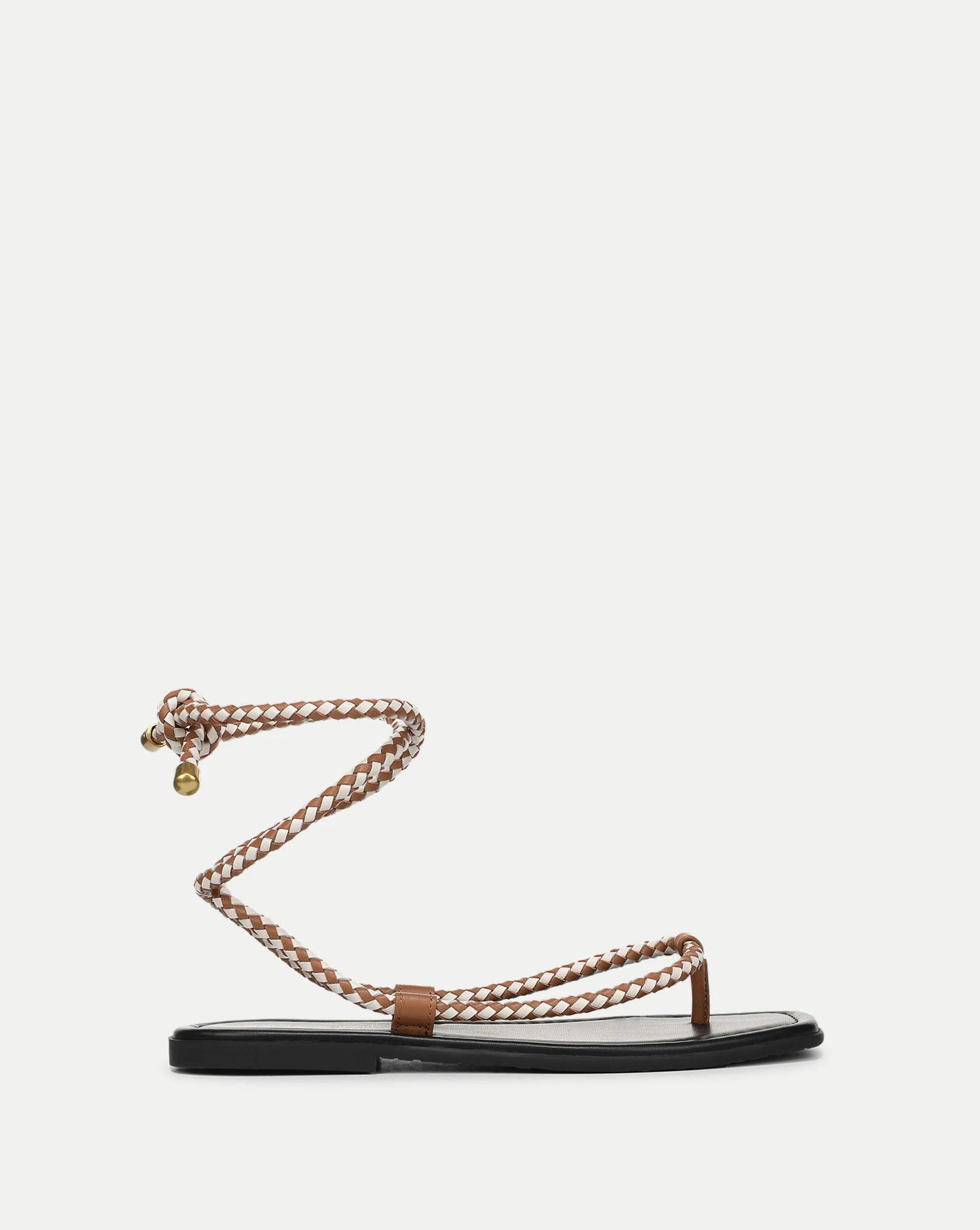 Carmina Wrap Sandal in Brown & White Leather Hazelwood/ Brown & Ecru | Veronica Beard | Veronica Beard