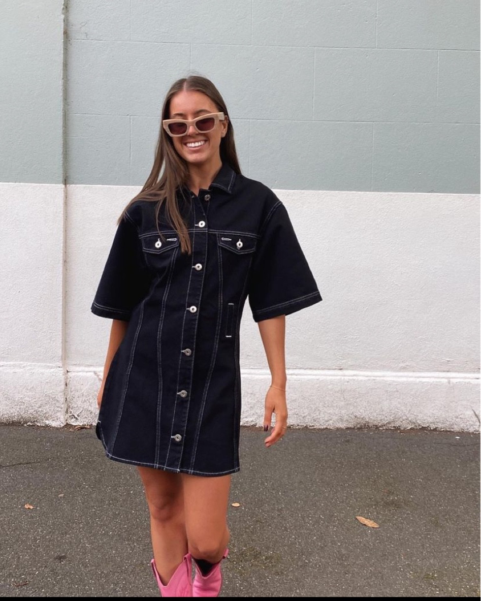 sir denim dress Mattie_Gouman on LTK