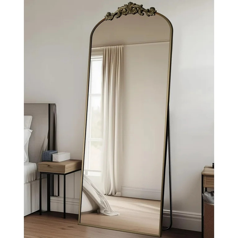 Anyrose 64.1"x21.3" Arched Full Length Mirror Baroque Vintage Floor Mirror with Carved Frame,Bron... | Walmart (US)