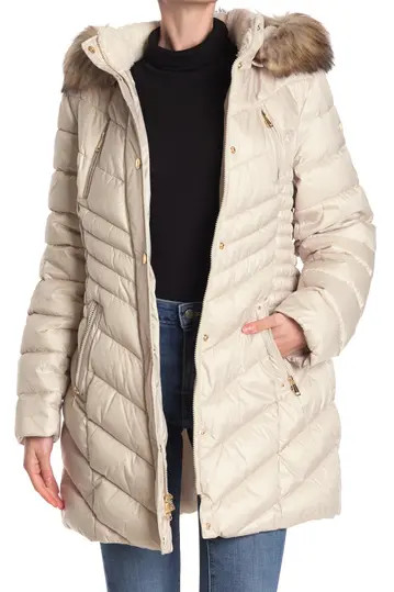 Faux Fur Trimmed Cinched Waist Puffer Jacket | Nordstrom Rack