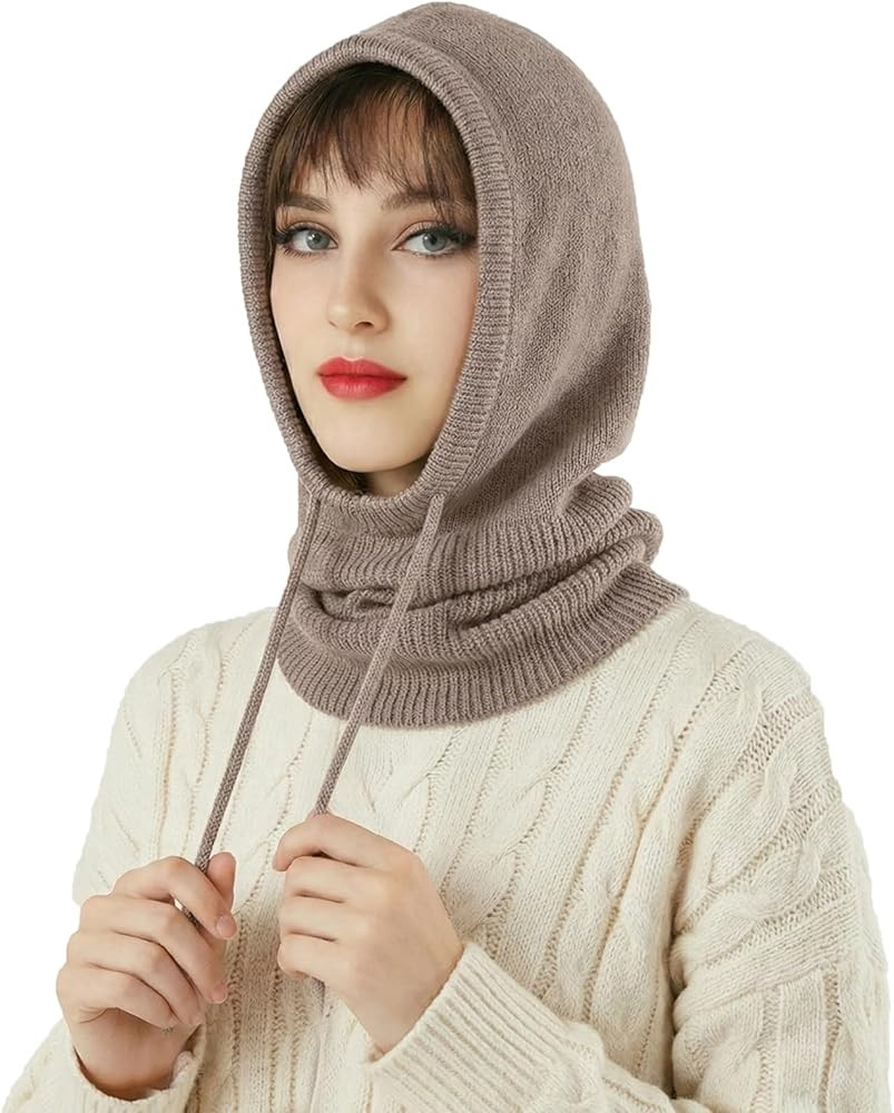 Hooded Scarf for Women 2-in-1 Balaclava Women Warm Knit Beanie Hat with Neck Warmer Ski Winter ha... | Amazon (US)