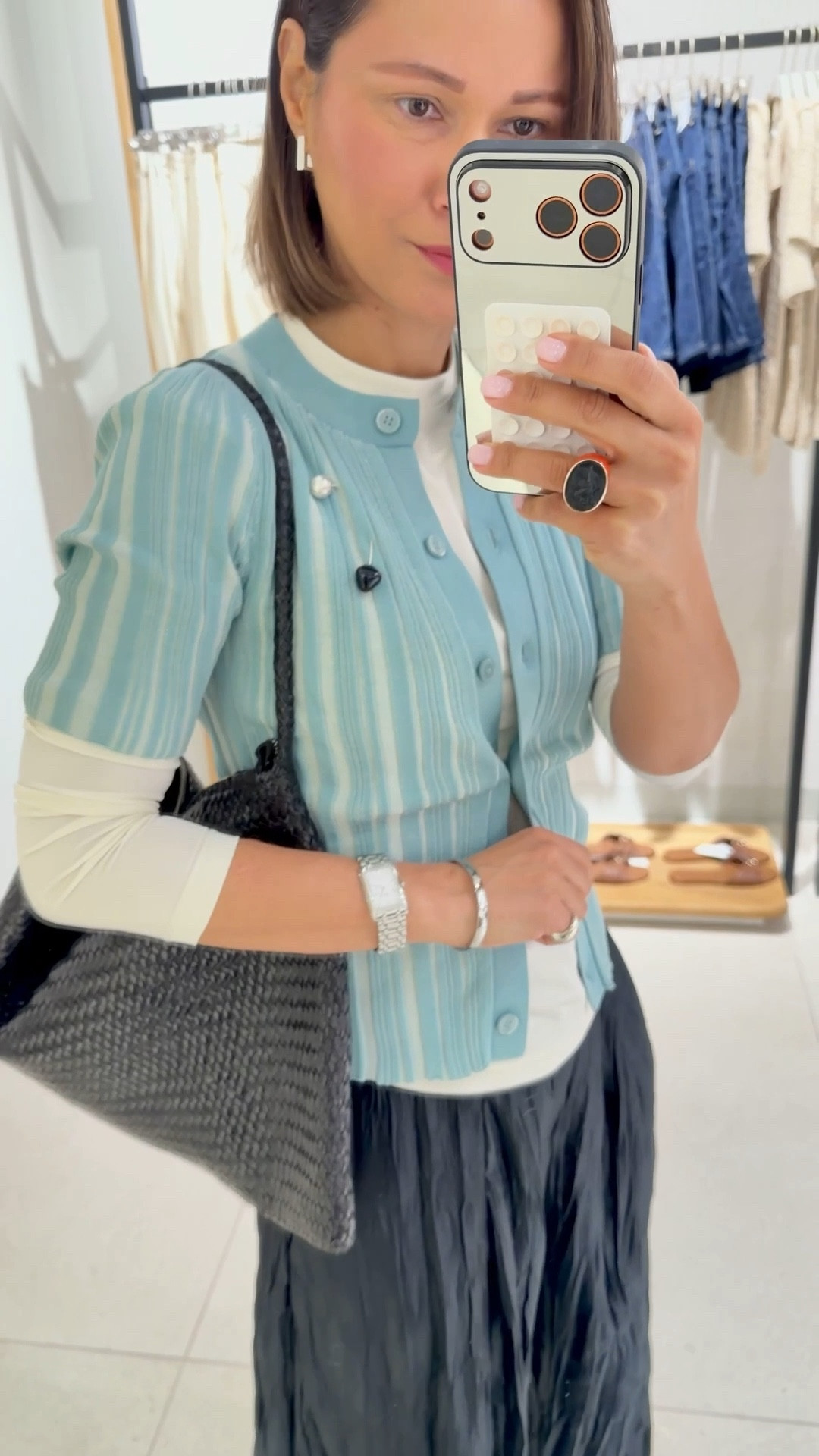 My pants are from older collection but I linked similar ones 🖤 And I love this white longsleeve top - it’s a silk blend and it feels so good against your skin! 💚 both cardigan and long-sleeve top are in a size S ☺️

#LTKOver40