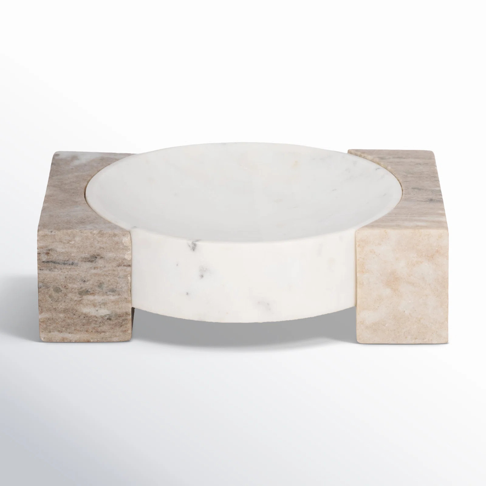 Joss & Main 10-Inch Marble Bowl – Onyx Sides, White And Tan, Durable Handcrafted Luxury Decor B... | Joss & Main