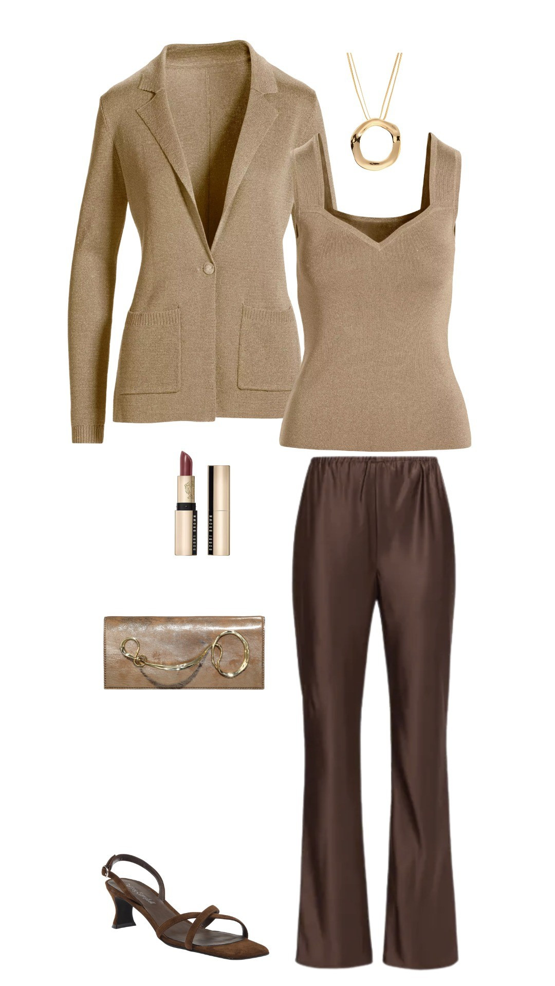 A deep rich brown satin pant looks stunning when paired with an antique gold metallic sweater set! A perfect Thanksgiving outfit.

#LTKFallSale #LTKOver40 #LTKSeasonal