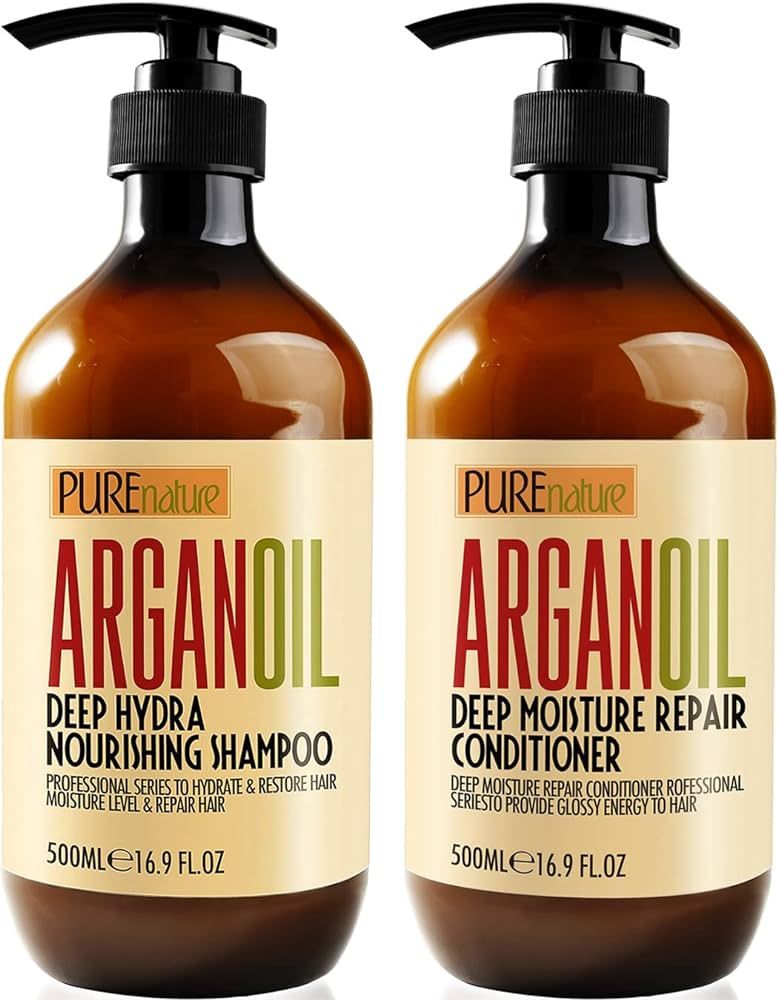 Argan Oil Shampoo and Conditioner Set - Moisturizing Sulfate Free Moroccan Care with Keratin - Fo... | Amazon (US)
