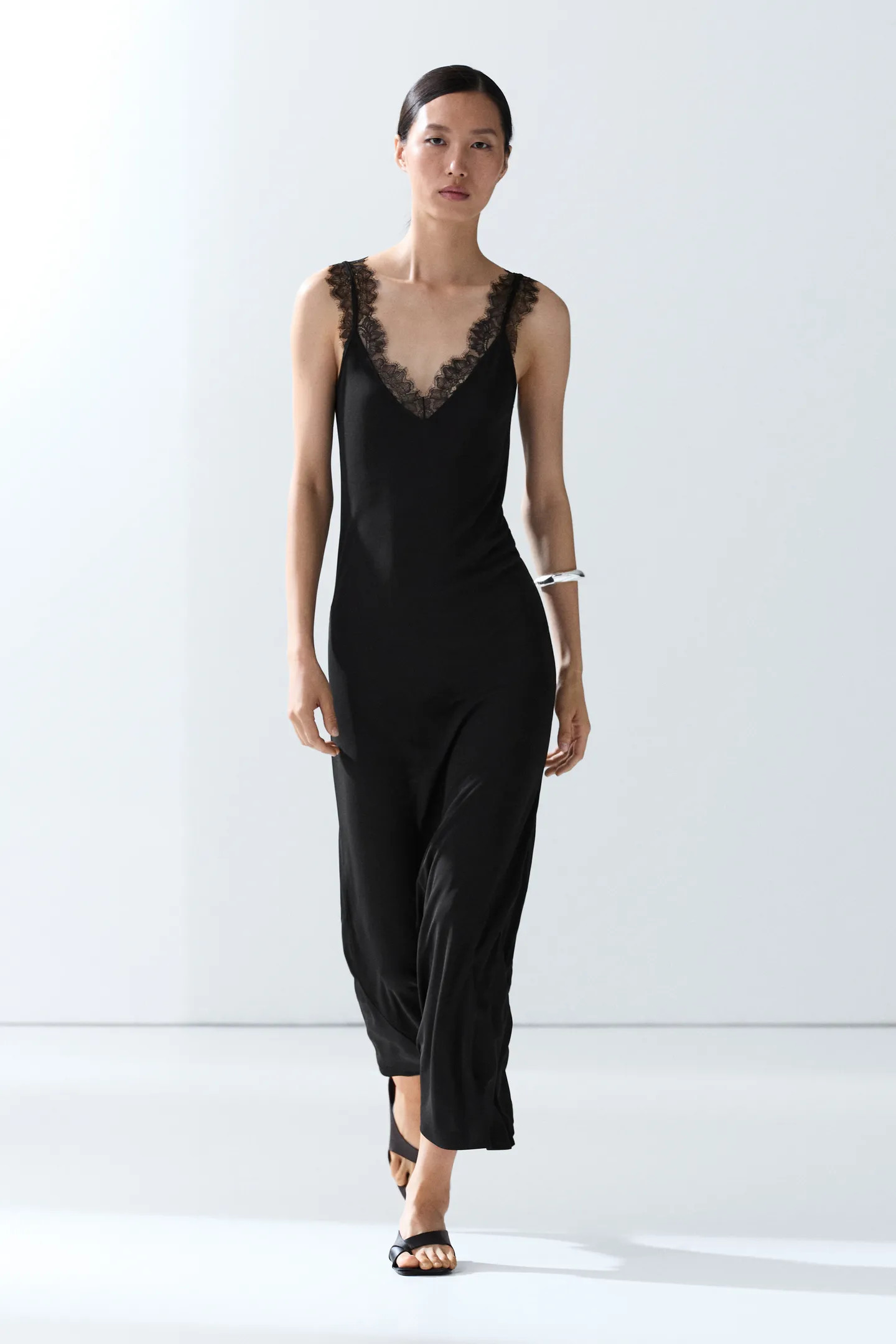Flowing lingerie midi dress | Massimo Dutti UK