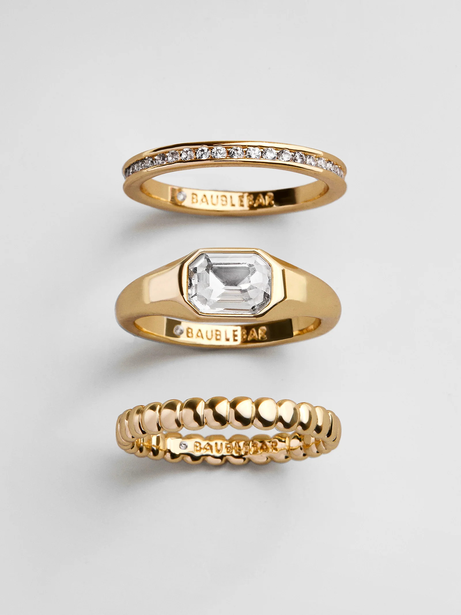 Mary Gold Ring Set - Gold/Pavé | BaubleBar