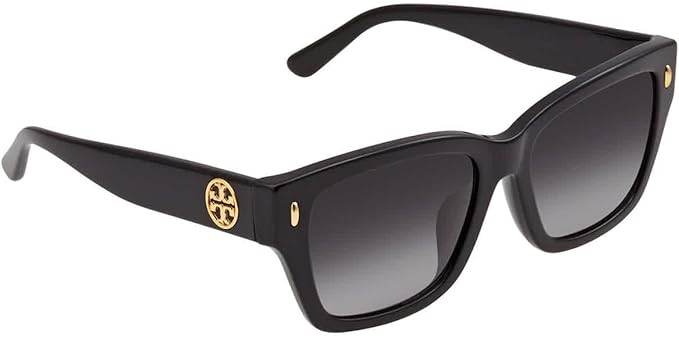 Tory Burch Womens TY7167U Universal Fit Sunglasses Black Rectangular 53mm | Amazon (US)
