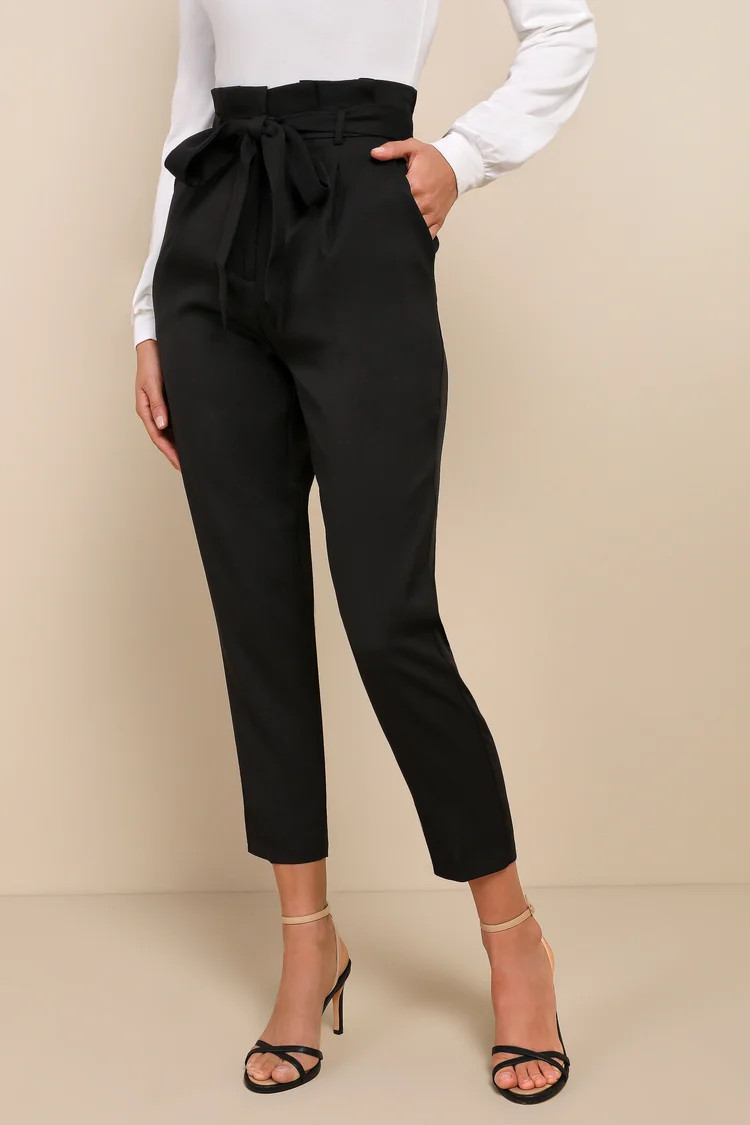 With Confidence Black Paper Bag Waist Pants | Lulus