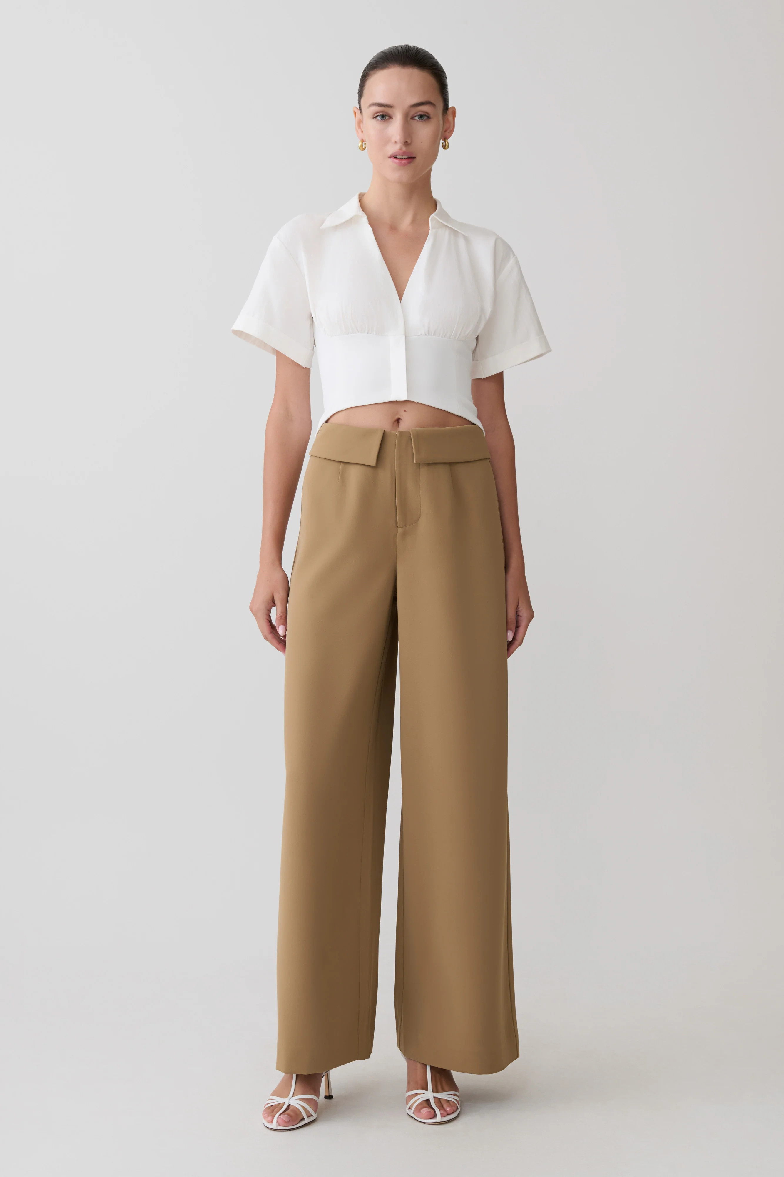Tanya Wide Leg Suiting Pants - Camel | Meshki (APAC)