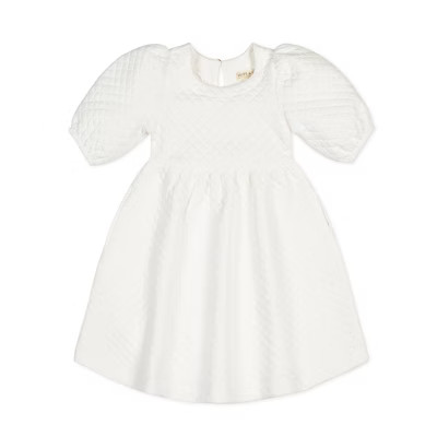 Hope & Henry Girls' Quilted Puff Sleeve Dress, Infant | Target