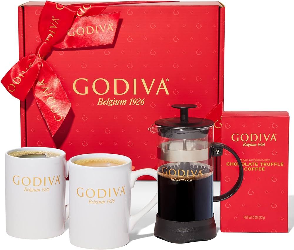 Thoughtfully Godiva Barista Coffee Gift Set, Includes 2 Ceramic Logo Mugs, French Press Coffee Ma... | Amazon (US)