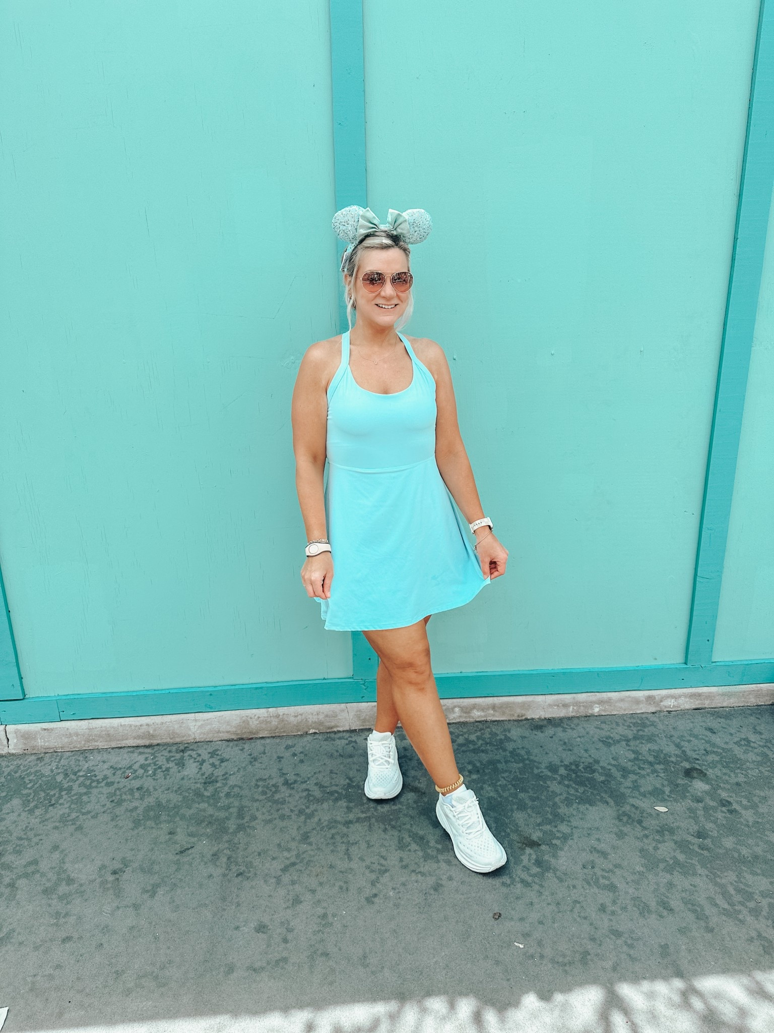 Blending in with the magic! This breezy dress + comfy sneakers combo was a dream for a sunny Disney day. Ears on, vibes high!
#DisneyStyle #LTKParkLook #DisneyFitCheck #MintToBe #ComfyAndChic #LTKTravelLooks #ParkDayStyle #MagicalOutfit #DisneyVibesOnly #LTKUnder100 #ThemeParkOOTD #LTKLinkInBio #ColorCoordinated 

This Halara dress was the perfect match for my Disney trip, it was packable, light weight, fast drying and with the built in shorts no issues with chafing at all !! The Hoka’s  were also a Godsend I was very skeptical and apprehensive to purchase them at first due to my long list of foot issues but they were amazing for park Hoping . 

#LTKMidsize #LTKActive #LTKTravel