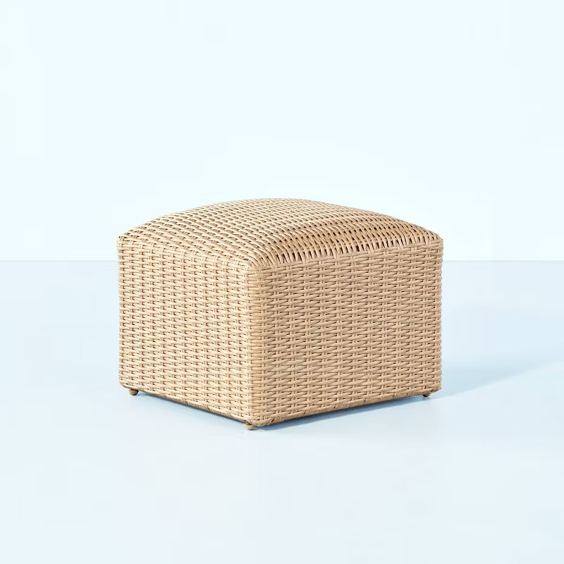 Kids' Wicker Weave Outdoor Ottoman - Beige - Hearth & Hand™ with Magnolia | Target