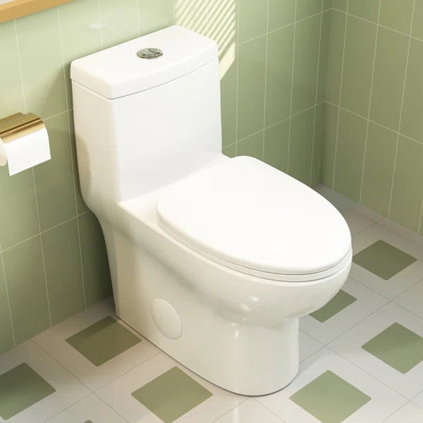 Ally Standard Bathroom Toielt, Modern Toilet with Comfort Chair Height Floor Mounted(Seat Include... | Wayfair North America
