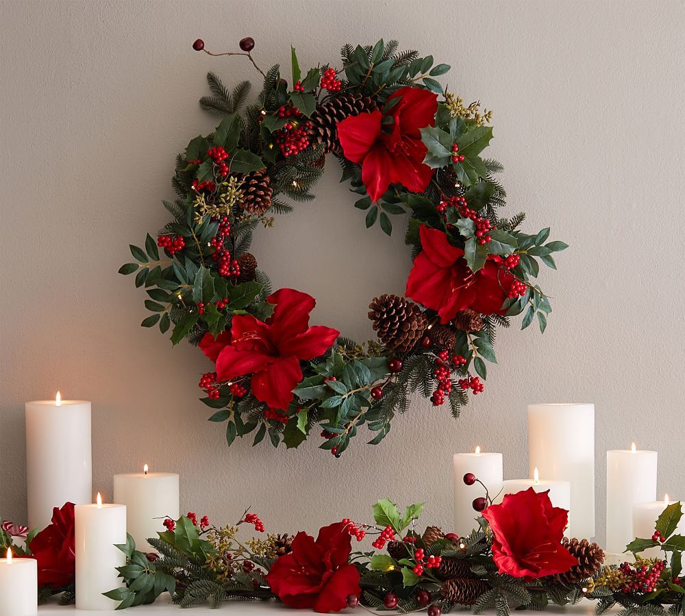 Amaryllis Twiggy Holiday Wreath & Garland | Pottery Barn (US)