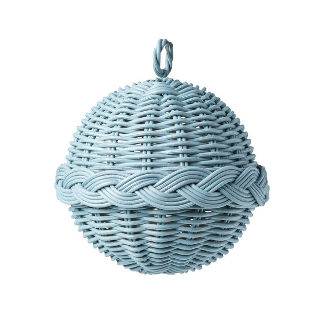 Braided Rattan Ornament Blue - Set of 2 | Cailini Coastal