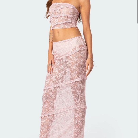 Edikted pink lace skirt set | Poshmark