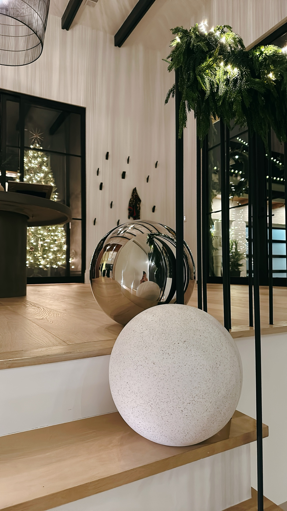 Jumbo holiday ornaments. The perfect sparkle and reflection for stairway.   

#LTKhome #LTKSeasonal #LTKHoliday