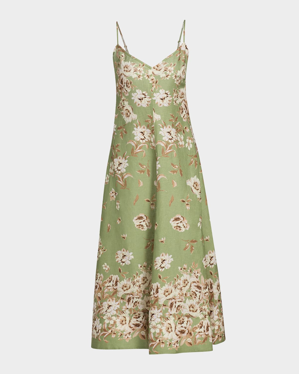 Mae Floral Linen Midi Dress | Neiman Marcus
