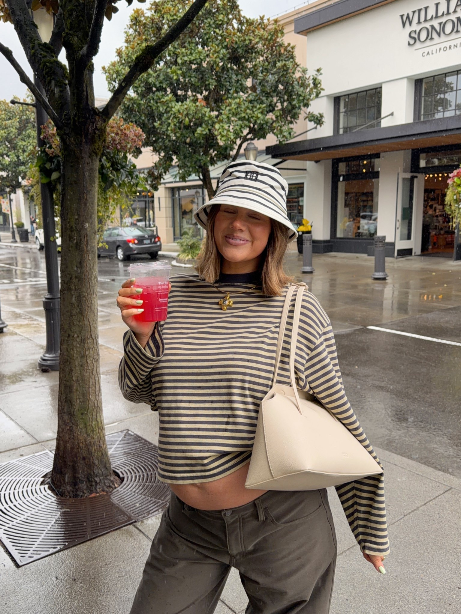 Shirt runs oversized I’m wearing a medium it’s soft and lightweight, side up once in these low rise Lululemon pants they’re SO flattering and really high quality 🫡 32” inseam I’m 5’ 5” and I love a looong pant but they come in other inseams. If you’re not pregnant stic with true size. If between go DOWN one. Anine Bing bucket hat so cute for spring! 

#lioness #bresheppard #lululemon #bunpstyle #pregnancystyle #casualstyle #buckethat

