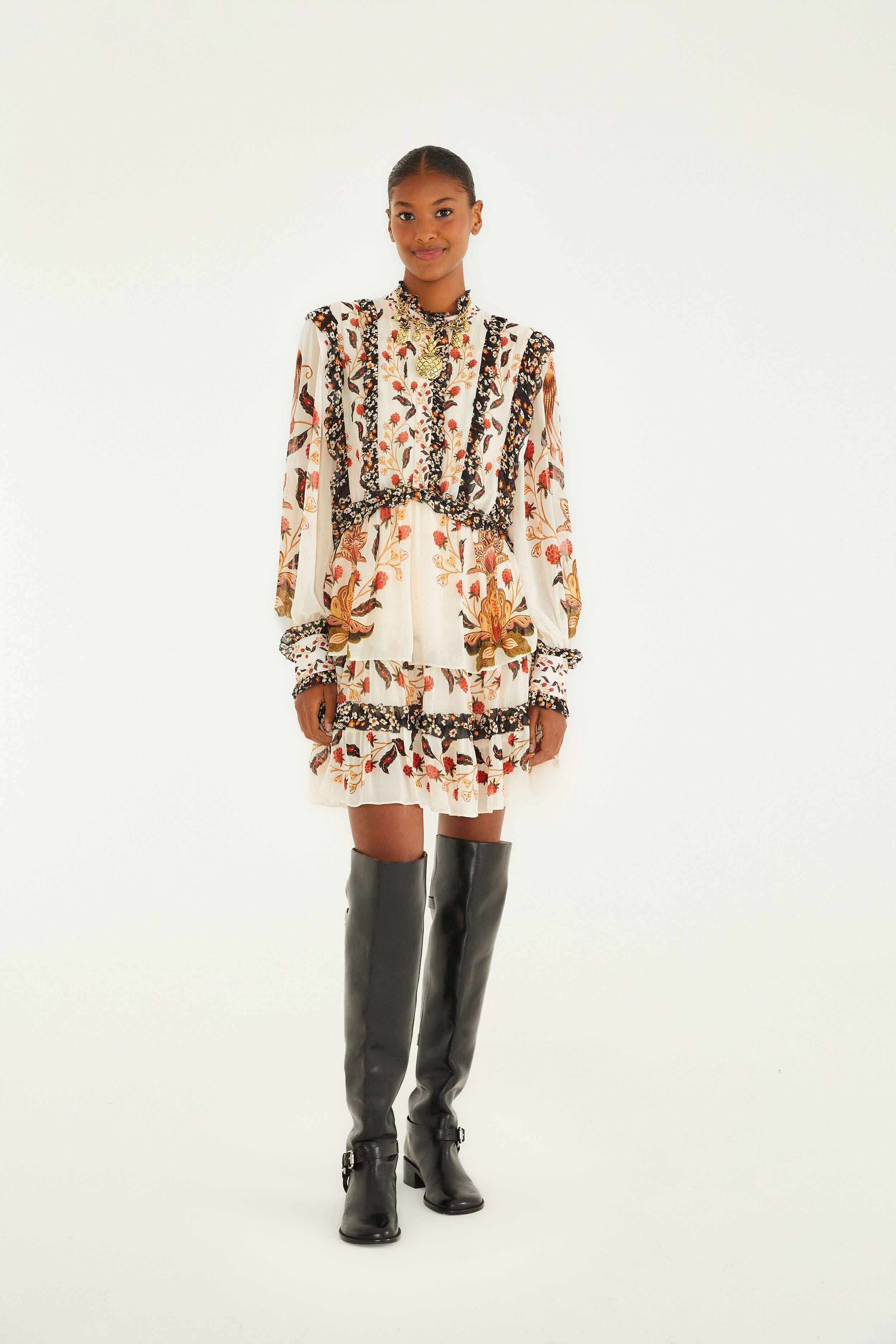 Cream Berry Garden Mini Dress, BERRY GARDEN CREAM / M | FarmRio (US)