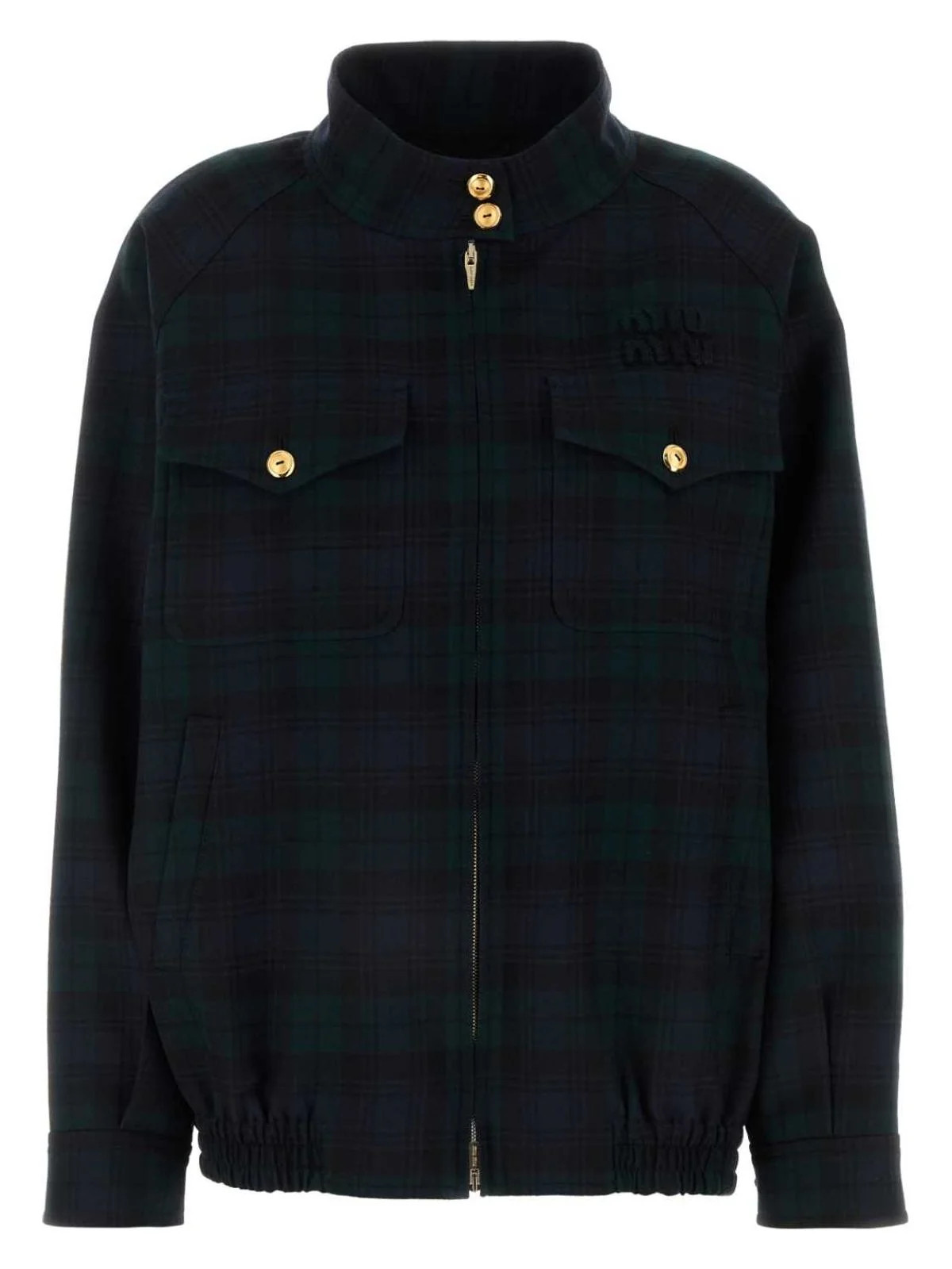 Miu Miu Women's Embroidered Wool Jacket in Checked | Size IT 50 | ML943S23216DO Color F0008 | LOZURI