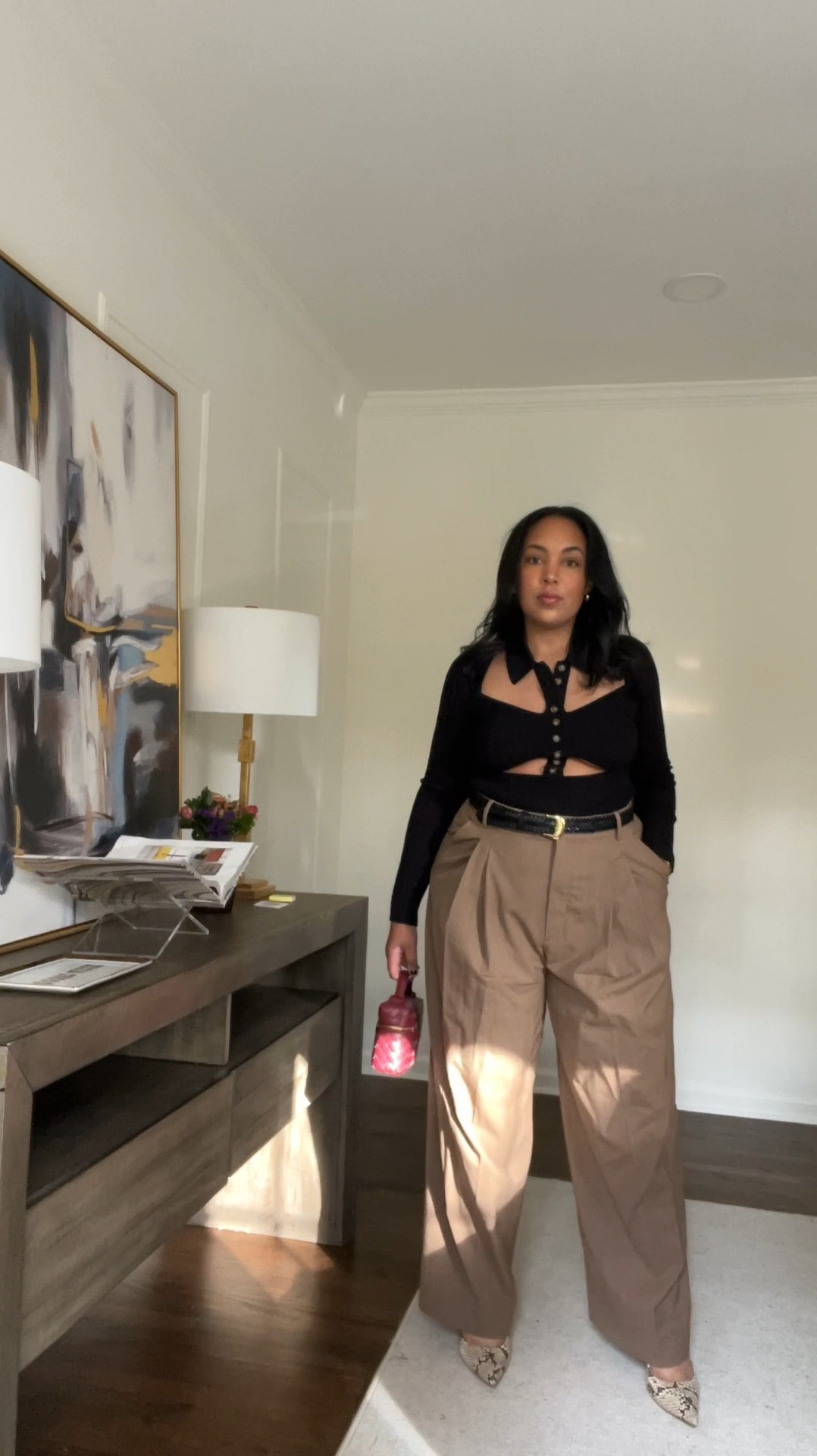 30 Outfits 30 Days - Day 23! Sharing my outfit from yesterday’s preview of the new RH Raleigh! I love to wear color but there’s nothing like a neutral fit 🤌🏾 I had to get these Banana Republic pants in the camel after wearing the gray non stop. These are the best pants I’ve ever purchased from BR 🙌🏾 

#LTKVideo #LTKMidsize #LTKStyleTip