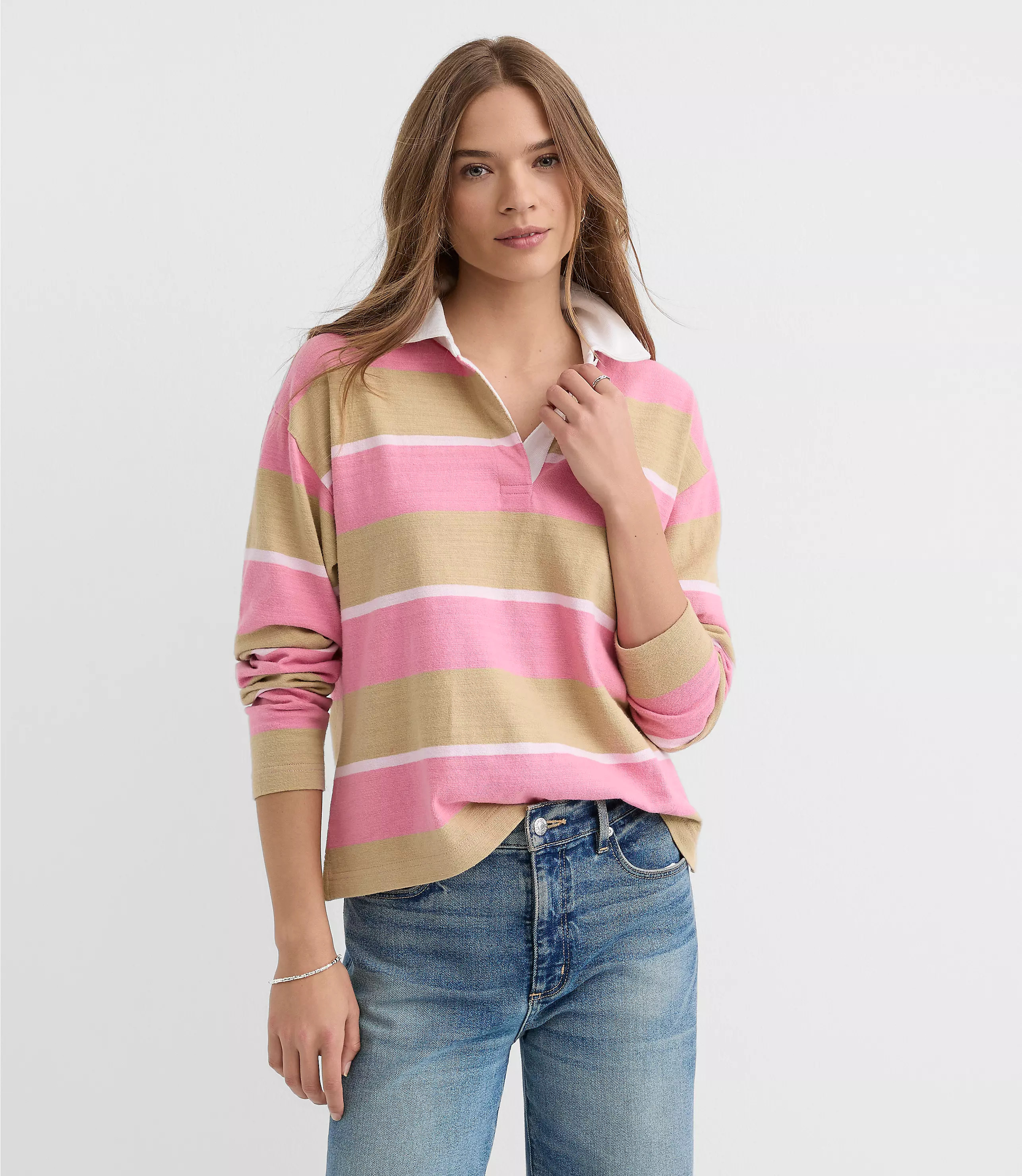 Rugby Stripe Polo Top | LOFT